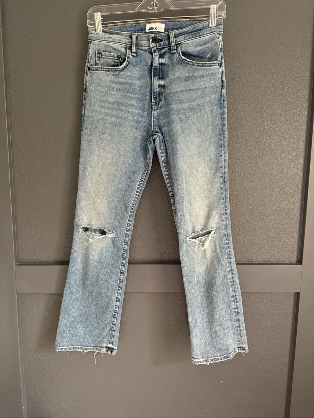 ASKK NY • Light Blue Distressed Women's straight leg Jeans - size 27